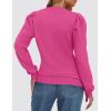 imageZESICA Womens Fall Long Puff Sleeve Sweaters 2024 Casual Turtleneck Loose Ribbed Knit Solid Color Soft Pullover Jumper TopsPink
