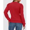 imageZESICA Womens Fall Long Puff Sleeve Sweaters 2024 Casual Turtleneck Loose Ribbed Knit Solid Color Soft Pullover Jumper TopsRed