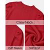 imageZESICA Womens Fall Long Puff Sleeve Sweaters 2024 Casual Turtleneck Loose Ribbed Knit Solid Color Soft Pullover Jumper TopsRed