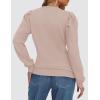 imageZESICA Womens Fall Long Puff Sleeve Sweaters 2024 Casual Turtleneck Loose Ribbed Knit Solid Color Soft Pullover Jumper TopsSand