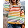 imageZESICA Womens Fall Long Sleeve Crew Neck Striped Color Block Casual Loose Knitted Pullover Sweater TopsYellow
