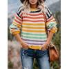 imageZESICA Womens Fall Long Sleeve Crew Neck Striped Color Block Casual Loose Knitted Pullover Sweater TopsYellow