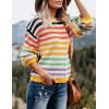 imageZESICA Womens Fall Long Sleeve Crew Neck Striped Color Block Casual Loose Knitted Pullover Sweater TopsYellow
