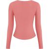 imageZESICA Womens Long Sleeve Button Ribbed Shirts 2024 Fall Scoop Neck Casual Henly TopsCoral Red