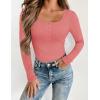 imageZESICA Womens Long Sleeve Button Ribbed Shirts 2024 Fall Scoop Neck Casual Henly TopsCoral Red