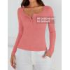 imageZESICA Womens Long Sleeve Button Ribbed Shirts 2024 Fall Scoop Neck Casual Henly TopsCoral Red