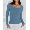 imageZESICA Womens Long Sleeve Button Ribbed Shirts 2024 Fall Scoop Neck Casual Henly TopsDusty Blue