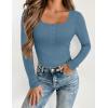 imageZESICA Womens Long Sleeve Button Ribbed Shirts 2024 Fall Scoop Neck Casual Henly TopsDusty Blue