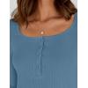 imageZESICA Womens Long Sleeve Button Ribbed Shirts 2024 Fall Scoop Neck Casual Henly TopsDusty Blue