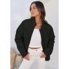 imageZESICA Womens Long Sleeve Cropped Puffer Jacket Winter Zipper Quilted Baggy Warm Short Down Coat Outwear with PocketsDim