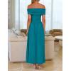 imageZESICA Womens Off The Shoulder Maxi Dress 2025 Summer Sleeveless Casual Slim Swing Pleated Formal Party DressesPeacockblue