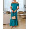 imageZESICA Womens Off The Shoulder Maxi Dress 2025 Summer Sleeveless Casual Slim Swing Pleated Formal Party DressesPeacockblue