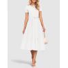 imageZESICA Womens Summer Short Sleeve Midi Dresses Spring Casual Crew Neck Knit Belted Pleated A Line Flowy Wedding Guest DressWhite