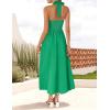 imageZESICA Womens Summer Sleeveless Halter Midi Dress 2025 Off Shoulder High Waist Swing Flowy Beach Long DressesGreen