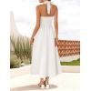 imageZESICA Womens Summer Sleeveless Halter Midi Dress 2025 Off Shoulder High Waist Swing Flowy Beach Long DressesIvory