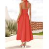 imageZESICA Womens Summer Sleeveless Halter Midi Dress 2025 Off Shoulder High Waist Swing Flowy Beach Long DressesWatermelonred
