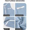 imageZESICA Womens Summer Sleeveless Mini Dress Crewneck Button Knit Color Block Bodycon Party Short Dresses with PocketsBlue