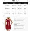 imageZESICA Womens Summer Sleeveless Mini Dress Crewneck Button Knit Color Block Bodycon Party Short Dresses with PocketsDarkred