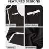 imageZESICA Womens Summer Sleeveless Mini Dress Crewneck Button Knit Color Block Bodycon Party Short Dresses with PocketsDim
