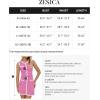 imageZESICA Womens Summer Sleeveless Mini Dress Crewneck Button Knit Color Block Bodycon Party Short Dresses with PocketsPink