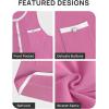imageZESICA Womens Summer Sleeveless Mini Dress Crewneck Button Knit Color Block Bodycon Party Short Dresses with PocketsPink
