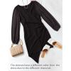 imageZESICA Womens Wrap V Neck Bodycon Mini Dress Puff Long Sleeve Ruched Asymmetrical Hem Cocktail Party Short DressesBlack