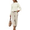 imageZESICA Womens 2 Piece Outfits Sweater Set Long Sleeve Mock Neck Knit Pullover Top High Waist Pant Tracksuit Lounge SetsWhite