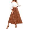 imageZESICA Womens 2024 Summer Bohemian Floral Printed Elastic Waist A Line Maxi Skirt with PocketsBrown