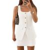 imageZESICA Womens 2025 Summer Casual Sleeveless Suit Vest Square Neck Button Down Work Business Blazer Vests WaistcoatIvory