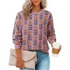 imageZESICA Womens Long Sleeve Crewneck Sweater 2025 Fall Printed Cute Oversized Knitted Pullover Tops Trendy ClothesPink
