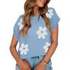 imageZESICA Womens Summer Casual Printed Tops Cap Sleeve Crew Neck Cute Knit Sweaters 2025 Trendy Clothes OutfitsLightblue