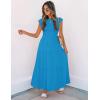imageZESICA Womens 2025 Summer Casual Flutter Short Sleeve Crew Neck Smocked Elastic Waist Tiered Midi DressCobalt Blue