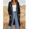 imageZESICA Womens Open Front Long Cardigan Sweater Casual Lapel Coatigan Coat Fall Jacket Outerwear with PocketsBlack