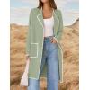 imageZESICA Womens Open Front Long Cardigan Sweater Casual Lapel Coatigan Coat Fall Jacket Outerwear with PocketsGreen