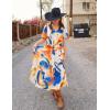 imageZESICA Womens 2025 Summer Floral V Neck Midi Dress Boho Short Sleeve High Waist Flowy Beach Vacation Dresses with BeltFloral Orange