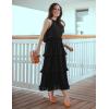 imageZESICA Womens 2025 Summer Sleeveless Halter Neck Ruffle Tiered Layed Chiffon Flowy Swing Long Midi DressDarkblack