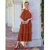 imageZESICA Womens 2025 Summer Sleeveless Halter Neck Ruffle Tiered Layed Chiffon Flowy Swing Long Midi DressMaple