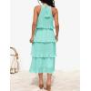 imageZESICA Womens 2025 Summer Sleeveless Halter Neck Ruffle Tiered Layed Chiffon Flowy Swing Long Midi DressMint