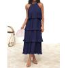 imageZESICA Womens 2025 Summer Sleeveless Halter Neck Ruffle Tiered Layed Chiffon Flowy Swing Long Midi DressNavy