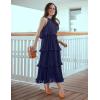 imageZESICA Womens 2025 Summer Sleeveless Halter Neck Ruffle Tiered Layed Chiffon Flowy Swing Long Midi DressNavy