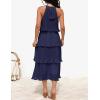imageZESICA Womens 2025 Summer Sleeveless Halter Neck Ruffle Tiered Layed Chiffon Flowy Swing Long Midi DressNavy
