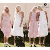 imageZESICA Womens 2025 Summer Sleeveless Halter Neck Ruffle Tiered Layed Chiffon Flowy Swing Long Midi DressPink