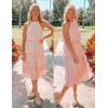 imageZESICA Womens 2025 Summer Sleeveless Halter Neck Ruffle Tiered Layed Chiffon Flowy Swing Long Midi DressPink