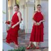 imageZESICA Womens 2025 Summer Sleeveless Halter Neck Ruffle Tiered Layed Chiffon Flowy Swing Long Midi DressRed
