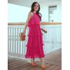 imageZESICA Womens 2025 Summer Sleeveless Halter Neck Ruffle Tiered Layed Chiffon Flowy Swing Long Midi DressRose