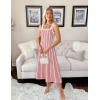 imageZESICA Womens 2025 Summer Sleeveless Striped Midi Dresses Casual A Line Swing Knit Long Dress Beach Vacation ClothesDusty Pink
