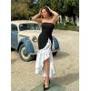 imageZESICA Womens 2025 Summer Strapless Bodycon Maxi Dress Ribbed Sexy High Split Mermaid Prom Party DressesBlack