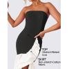 imageZESICA Womens 2025 Summer Strapless Bodycon Maxi Dress Ribbed Sexy High Split Mermaid Prom Party DressesBlack