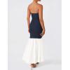 imageZESICA Womens 2025 Summer Strapless Bodycon Maxi Dress Ribbed Sexy High Split Mermaid Prom Party DressesNavy