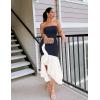 imageZESICA Womens 2025 Summer Strapless Bodycon Maxi Dress Ribbed Sexy High Split Mermaid Prom Party DressesNavy